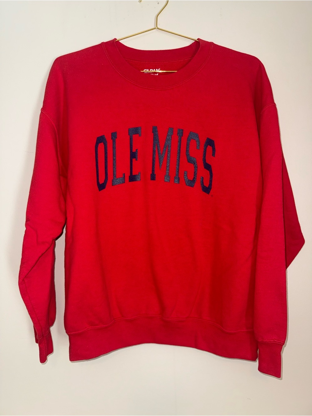 Vintage Ole Miss Rebels Crewneck Sweatshirt Red  Hotty Toddy Gildan